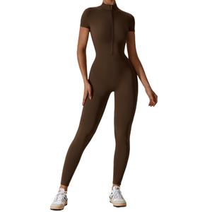 Traje Deportivo de Manga Corta con Cierre para Mujer Disko Sport, Mono de Color Sólido para Fitness CLT8305, Ropa de Yoga - Product Image 2