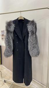 <span class=keywords><strong>Cappotto</strong></span> <span class=keywords><strong>di</strong></span> <span class=keywords><strong>pelliccia</strong></span> da donna alla moda in vera cashmere <span class=keywords><strong>con</strong></span> manica <span class=keywords><strong>di</strong></span> <span class=keywords><strong>pelliccia</strong></span> - Product Image 4