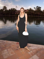Robe longue élégante style vacances été 2025 pour femme, robe débardeur asymétrique sexy avec taille empire, robes décontractées longueur maxi