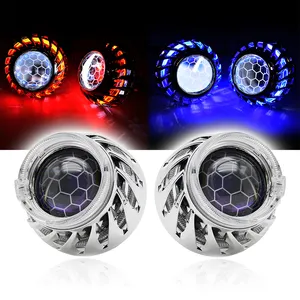 2.5 Inch Blue Coating Honeycomb Mini Bi Xenon Projector Lens DRL angel eyes shroud Mask Fit H4 H7 Car Motorcycle assembly kit