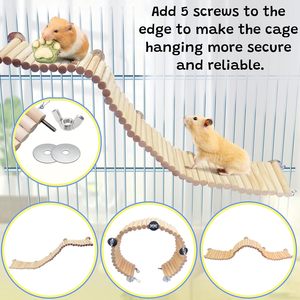 Hamster Asma Köprü Oyuncak Küçük Hayvan Tırmanma Oyuncakları Chinchilla Kafesi Doğal Ahşap Esnek Platform Oyuncak - Product Image 4