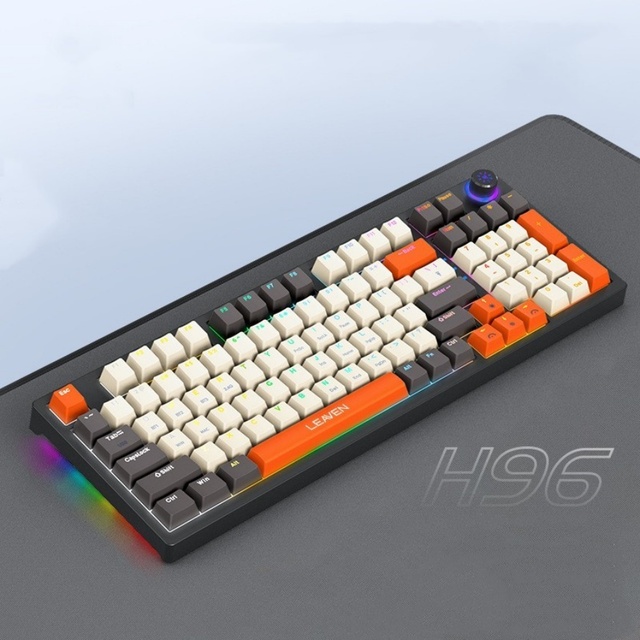 LENVEN H96 Three Mode Mechanical Keyboard Hot Swappable Custom RGB Computer Gaming Keyboard Wireless Keyboard