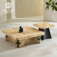 Table basse irrégulière en bois massif de luxe léger, ensemble de tables basses modernes et minimalistes de designer pour petit salon