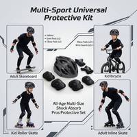 Ensemble de protection épaissi pour adultes et enfants pour le roller, comprenant casque, genouillères et protège-poignets pour vélo, skateboard et roller.