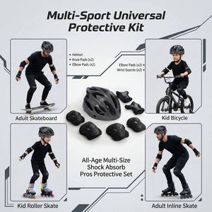 Ensemble de protection pour le <span class=keywords><strong>roller</strong></span> pour adultes et enfants : casque, protège-poignets, genouillères pour vélo d'équilibre et longboard - Product Image 3
