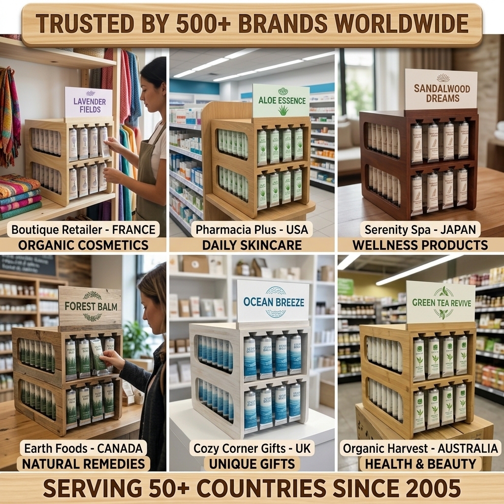 Custom Wood Skincare Display Stand Gravity Fed Auto Feed Cosmetic Rack 2 Tier Countertop Hand Cream Organizer Manufacturer OEM — view 6