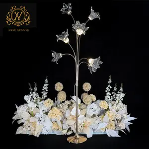 Wedding Hall Atmosphere Light Decor Prop Illuminated Aisle Ornaments Lily Flowers Road Light For Banquet Wedding Reception Decor