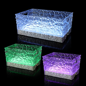 Cubo de Hielo Iluminado LED, Enfriador de Bebidas de Plástico Acrílico, 12 Botellas, Cuadrado, para Bar, KTV, Discoteca - Product Image 4