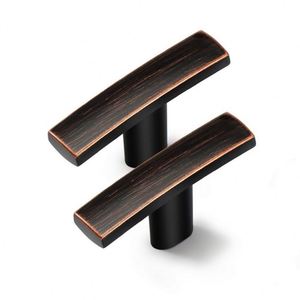WEKIS Modern Simple Bedroom Dresser Cabinet Handle Black Gold Knurled Satin Brass T-<b>Bar</b> Kitchen Door <b>Pull</b> - Product Image 1