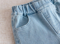 Pantalon en jean évasé pour filles, taille mi-haute, avec fermeture élastique, teint en pièce, collection Printemps/Automne, vente en gros