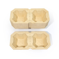 Support à double gobelet jetable en pulpe de bambou biodégradable et recyclable, déchirable, pour café, thé au lait et boissons à emporter