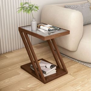 Mesa Auxiliar en Forma de Z Sante con Superficie Acrílica, para Almacenamiento, Sala de Estar, Sofá, Mesa de Noche - Product Image 2