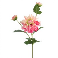 Fleur de Dahlia Artificielle en Soie, Tige Unique, 3 Têtes, Fleur Artificielle, Accessoire Photo, Décoration d'Allée de Mariage