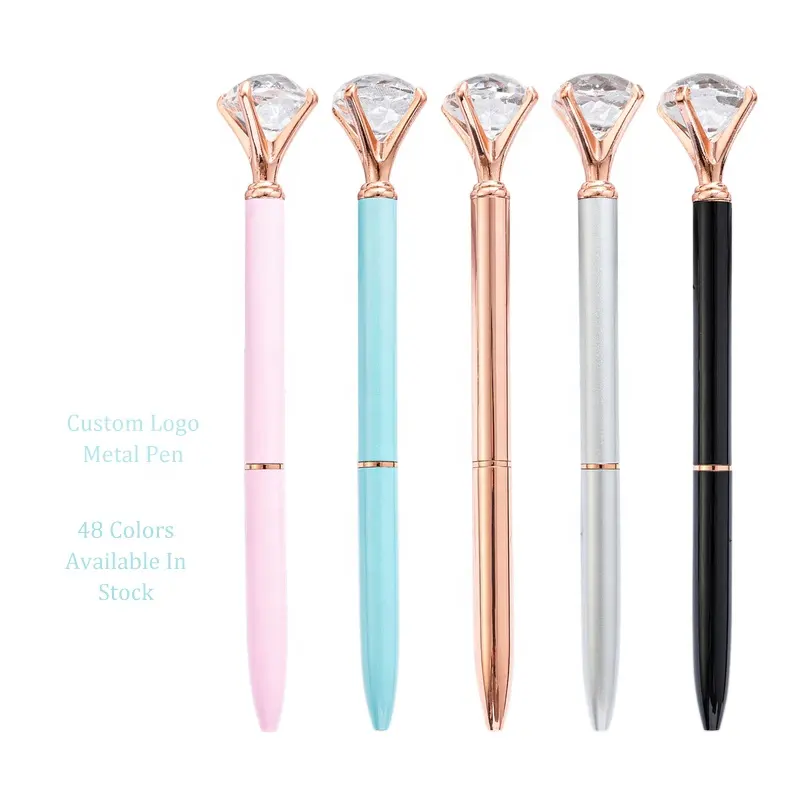 Personality Crystal Diamond Pen Bling Metal Ballpoint Pen Office And School Custom Logo Promotional Stationery Gift