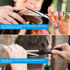 Juego de tijeras profesionales para cortar el pelo 9 en 1, Kit mejorado de tijeras de descargar, pinzas para maquinilla de afeitar, capa, BILLETERA, peluquería y barbería - Product Image 6