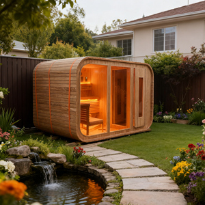 Sauna extérieur moderne pour villa avec chauffage infrarouge lointain, cabine en bois de cèdre massif et bain SPA - Product Image 3
