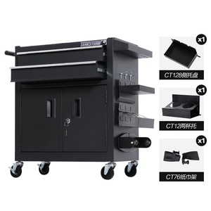 Carrito de Herramientas Multifuncional para Tatuajes, Mueble de Taller DIY, Carrito de Herramientas Móvil para Estudio de Tatuajes, 2 Cajones, Gabinete con Cerradura - Product Image 3