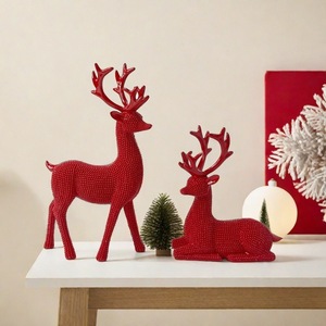 Cross-border New Christmas Elk Ornaments Folk Art Epoxy <b>Resin</b> <b>Sculpted</b> Figurines for Home & Desktop Decoration - Product Image 2