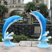 Sculpture de dauphin en fibre de verre - Ornement de jardin d'extérieur avec jet d'eau simulé, taille et couleur personnalisables, utilisation domestique et extérieure