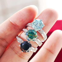 Bague en moissanite bleu-vert 3 CT 9 mm, certifiée GRA, diamant créé en laboratoire, alliance de mariage, argent massif 925, bijoux de luxe