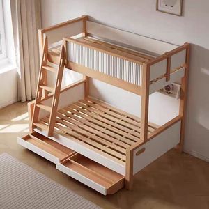 Lit superposé en bois coloré tendance 2026 avec toboggan pour enfants, filles et garçons, ensemble de chambre à coucher princesse - Product Image 5