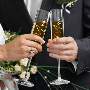 Verre en cristal gravé sur mesure fait main pour flûtes à <span class=keywords><strong>champagne</strong></span>, ensemble de spatules à gâteau, coffret cadeau en bois pour mariages, fiançailles et anniversaires - Product Image 3