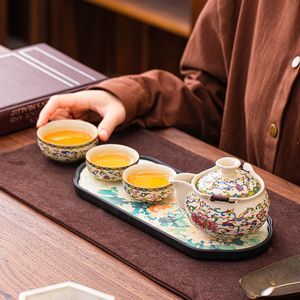 Théière Ru Ware à poignée, bol à couvercle, tasse à thé individuelle haut de gamme, nouveau style, bol à thé anti-brûlure, service à thé <span class=keywords><strong>Kung</strong></span> <span class=keywords><strong>Fu</strong></span> - Product Image 1