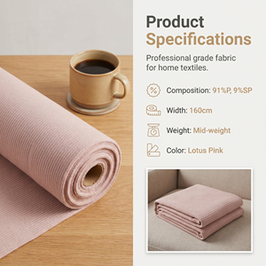 Tissu tricoté extensible doux en velours côtelé allemand 92 % polyester 8 % élasthanne, directement de l'usine, idéal pour les vêtements de détente - Product Image 2
