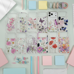 Étui de téléphone portable magnétique en TPU+PC avec des fleurs de papillon mignonnes pour 11/12/13/14/15/16/17 Pro Max Vivo Filles Style Ins Nature - Product Image 1