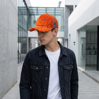 Casquette Trucker en Velours Côtelé Personnalisée avec Logo, Patch Crâne en Corde Dorée, Broderie Spirale, Performance Hip Hop Unisexe Sport
