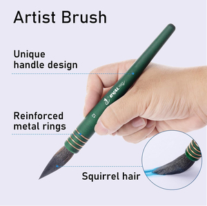 Set di pennelli per <span class=keywords><strong>pittura</strong></span> ad acquerello di alta classe in lana scoiattolo 4 pezzi Set di pennelli a punta rotonda verde - Product Image 3