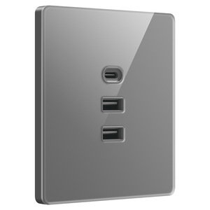 เต้ารับชาร์จไฟแบบติดผนัง International Electric 86 Type-C USB กำลังไฟ 20W ชาร์จเร็วสำหรับโทรศัพท์มือถือ สีเทา - Product Image 1