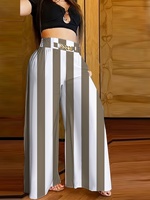 Pantalones Bohemios de Pierna Ancha y Cintura Elástica para Mujer, Transpirables, Estampados, a Rayas, para Verano, Moda Casual, Fiestas y Salidas
