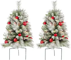 Wholesale 30 Inch Snow Flocked Christmas Tree Artificial Pathway Porch Christmas Trees For Outdoor Decor