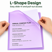 Porte-documents en plastique PP en forme de L A4 avec logo personnalisé, pochette intérieure pour fournitures de bureau et scolaires