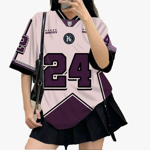 Haut de sport personnalisable pour femme, style sportif, col décontracté, manches courtes, coupe ample - Product Image 3