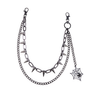 Trendy Studded Pants <b>Chain</b> Double Layer Metal With Spider Web Pendant Unisex <b>Waist</b> <b>Chain</b> For Party Hip Hop Style - Product Image 5