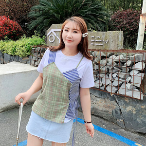 แฮปปี้ฮัทเสื้อยืดผู้หญิงแบบมีสายรัดลายปะติดสำหรับฤดูร้อน สีขาว ระบายอากาศได้ดี ผ้าทอ ไซส์พลัส N7008 - Product Image 2