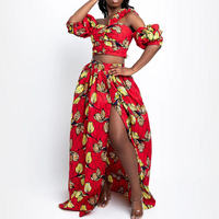 Set atasan dan rok maxi Ankara 100% katun motif Afrika, pakaian Afrika untuk wanita, busana wanita Afrika