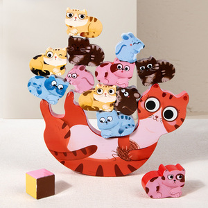 Jouets en bois pour enfants, blocs de construction animaux à équilibre élevé, puzzle, jeux de table pour garçons et filles - Product Image 4