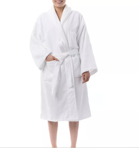 Peignoir en éponge 100% coton de grande qualité, couleur <span class=keywords><strong>blanche</strong></span> de luxe, design de mode vintage pour hommes et femmes, pour l'été, l'automne et le printemps. - Product Image 6