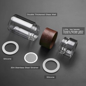 Nuevo estilo, vaso de té de vidrio transparente de doble pared duradero de vidrio de borosilicato alto con tazas de tapa de infusor para Navidad de <span class=keywords><strong>padre</strong></span> Jefe - Product Image 5