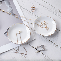 Plat à bijoux moderne en céramique avec motif végétal, pour rangement de colliers, bagues et boucles d'oreilles, petit plat de présentation avec couvercle, compatible lave-vaisselle