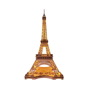 Robotime Rolife TGL01 Night Of The Eiffel Tower Model Kits DIY Toys Wooden 3D Puzzles For Adults