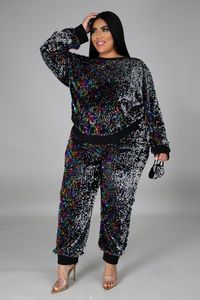 I prodotti più venduti <span class=keywords><strong>Online</strong></span> eleganti abbigliamento Casual Plus Size da <span class=keywords><strong>donna</strong></span> manica lunga due pezzi Set di paillettes - Product Image 4