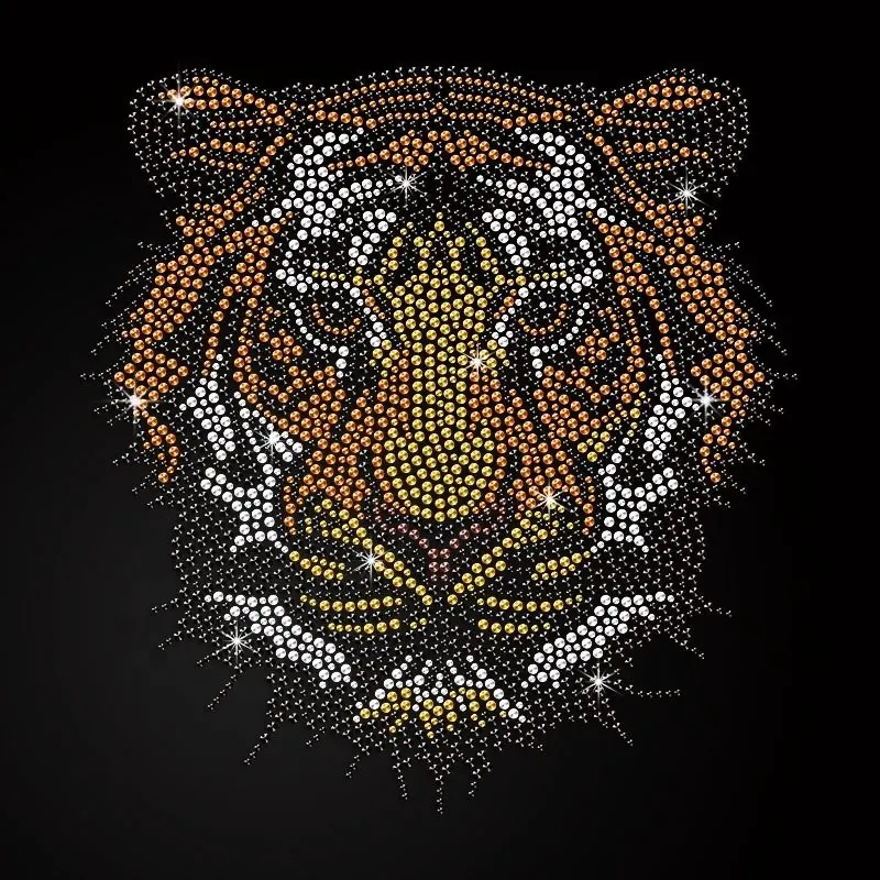 Grosir Logo Berlian Imitasi Kustom Hotfix Transfer Tape Besi Pada Transfer Berlian Imitasi Harimau