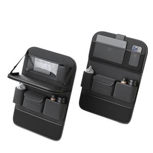 Bolsa de almacenamiento de cuero multifuncional para asiento de coche, organizador colgante de mesa de comedor plegable para respaldo de asiento de coche - Product Image 6