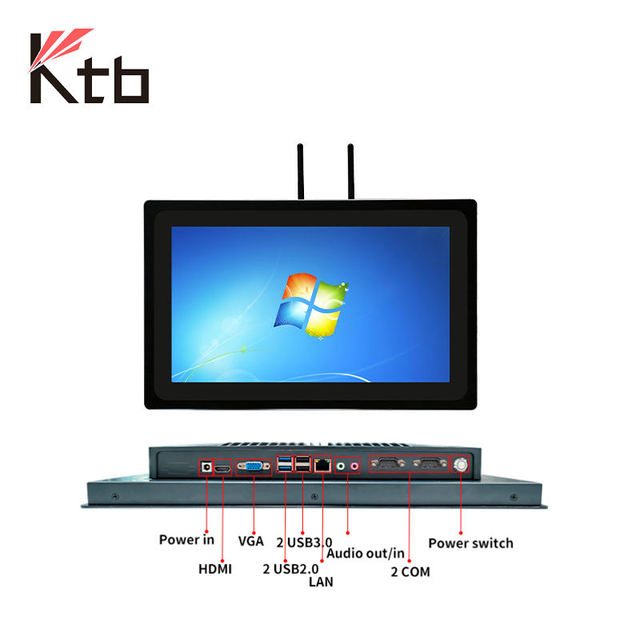 KTB Ip65 Waterproof Fanless Industrial Computer Pc 1000 Nits 15 17 Inch Linux Win 10 Embedded Industrial Touch Screen Panel Pc