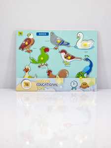 Rompecabezas de pájaros, juego de rompecabezas para niños, juguetes educativos de madera, 9 piezas, rompecabezas de madera de pájaros para niños - Product Image 2