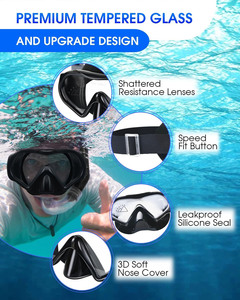 Sakinu หน้ากากดำน้ำซิลิโคนทนทาน, หน้ากากปิดจมูกปรับได้มองเห็น180แบบพาโนรามาป้องกันหมอก/รั่วซึมสำหรับผู้ใหญ่เยาวชน - Product Image 4
